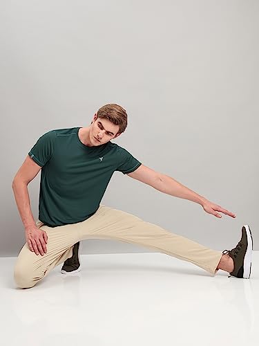 Image of TECHNOSPORT Men's Slim Fit Polyester Activewear Sports T-Shirt with Moisture-Wicking Comfort for Workout, Running & Gym