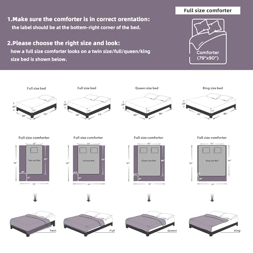 Image of Litanika Grayish Purple Full Comforter Set, 3 Pieces Tufted Boho Farmhouse Bedding Comforter Sets, Lightweight Fluffy Comforter Bed Set for All Season (79x90In Comforter and 2 Pillowcases)