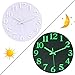 Searchyou - Horloge Murale Lumineuse, 30CM Fluorescente Ronde Bois Silencieuse Pendule Murale Décoratives pour Cuisine, Salon, Bureau, Chambre Enfant - Blanc