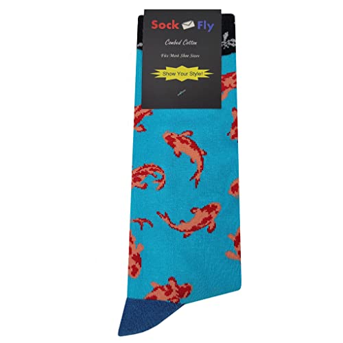 Coy Pond Dress Socks Funny Novelty Crazy Fun Design Men Size 8-12 Cotton Casual Crew Colorful Funky Fancy Socks Gift for Men4