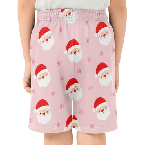 Christmas Santa Athletic Shorts with Zipper Pockets, Youth Boys Athletic Running Shorts for Summer3