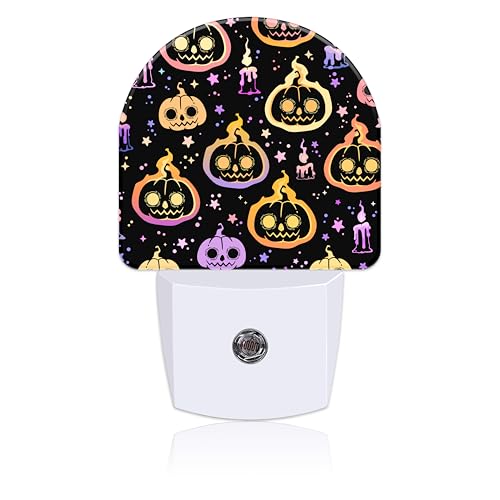 Image of Halloween Burning Pumpkins Candles Night Light for Kids, LED Night Light Plug into Wall with Dusk to Dawn Sensor for Girls Boys Women Room Decor, Hallway, Kitchen, Bathroom, Nursery, Stairs