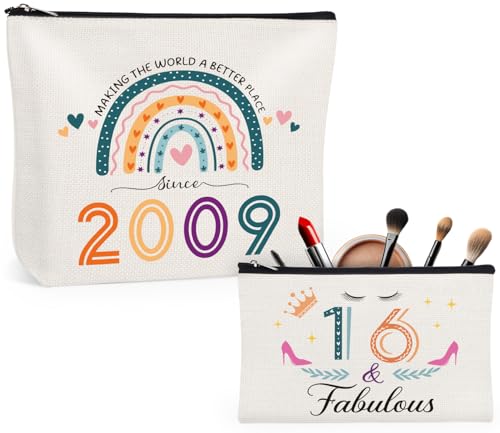 Giftota Regalo per il 16° compleanno per ragazza, 2 borse per cosmetici arcobaleno da viaggio borsa per il trucco divertente 2009 dolce 16 regali per ragazze, idee regalo per 16 anni Giftota Regalo per il 16° compleanno per ragazza, 2 borse per cosmetici arcobaleno da viaggio borsa per il trucco divertente 2009 dolce 16 regali per ragazze, idee regalo per 16 anni