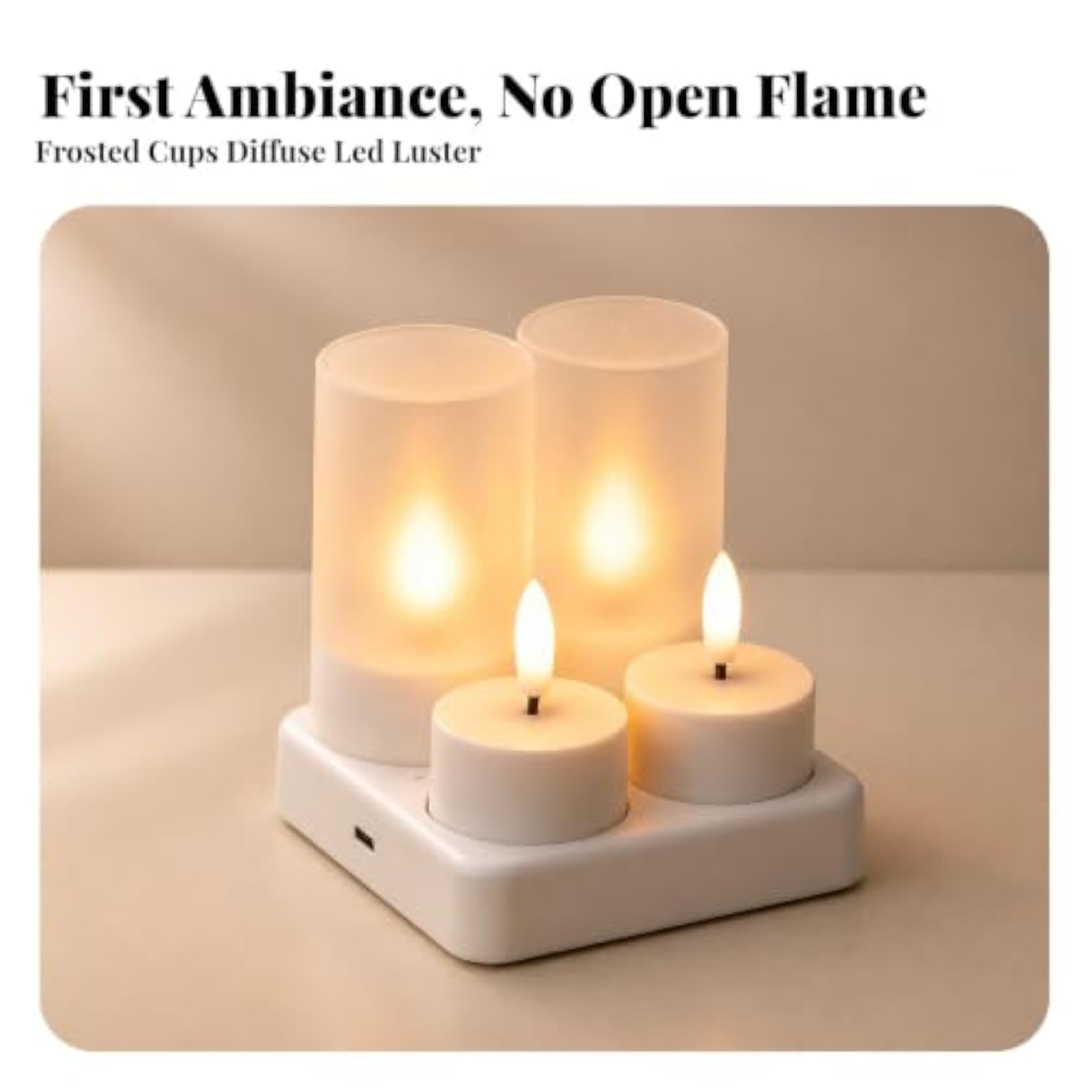 Cordless LED Tea Lights with Remote Control, 4 Pieces