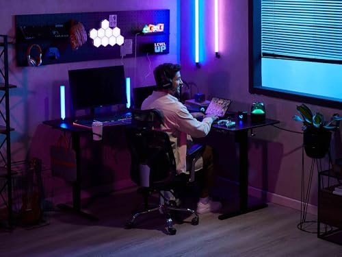 Image of WALKINGDESK 63x55 Inches Reversible L Shaped Standing Desk, Height Adjustable With Cup Holder, Electric Corner Computer Workstation, Sit Stand up Home Office, Ergonomic Gaming, Black