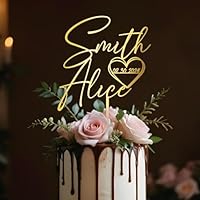 Topper Torta Matrimonio Personalizzato - Iniziali E Data In Acrilico, Decorazione Elegante Per Ricordo - Foto 11