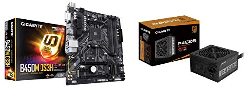 Image of Gigabyte B450M DS3H Ultra Durable Motherboard with Realtek Gbe LAN with cFosSpeed, PCIe Gen3 X4 M.2 with GP-P450B 80 Plus Bronze Power Supply