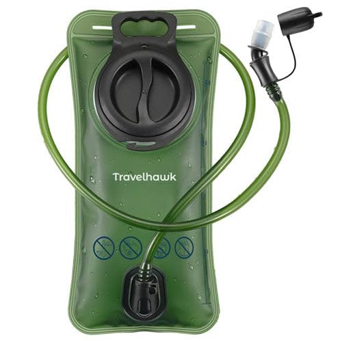TravelHawk Bolsa de hidratación de 2 litros – Bolsa de agua, bolsa de agua TPU Hydrapak, mochila para senderismo, impermeable, a prueba de fugas, sistema de hidratación con manguera, bolsa de repuesto