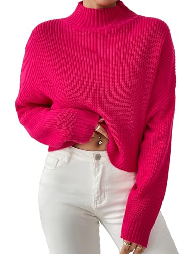 Image of Libsorge Womens Cute Lightweight Turtleneck Ultra Cropped Sweaters Spring 2025 Ribbed Knit Crop Thin Pullover Sweater