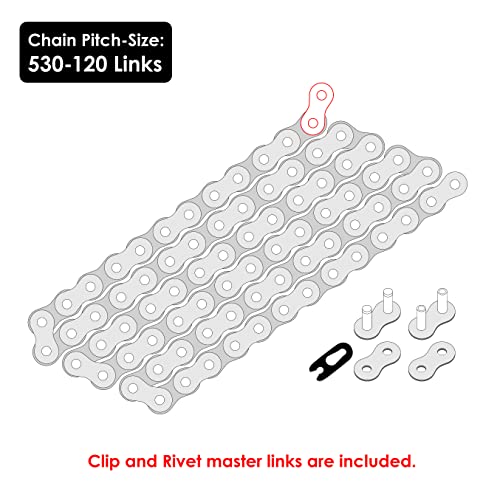 Caltric Golden 530-Pitch 120-Links Non-Oring Drive Chain Compatible With Atv | Utv | Quad | Side X Side | Motorcycle | Dirtbike | With Rivet And Clip On Master Links #TOP1