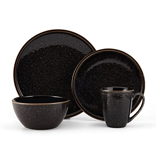 Mikasa Barrett 16 Piece Dinnerware Set, Service For 4, Black #TOP21