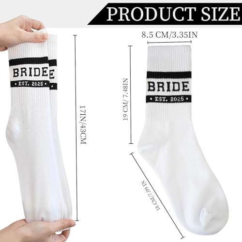 Image of Bride Socks for Bridal Shower Gifts, 2025 Women Bridesmaid Gifts for Wedding Day - Soft White Bride To Be Socks - Bachelorette Party Favors Decorations (BRIDE EST 2025)