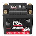 KEMIMOTO Lithium Motorcycle Battery YTX15L-BS/YTX14AH-BS LiFePO4 Lithium Battery 12v 7Ah, Pre-Charged Powersports Battery, with 4 Universal-Fit EVA Spacers, Compatible with Motorcycle ATV Jet Ski
