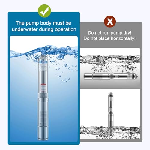 Toemics Deep Well Submersible Pump With External And Built-In Check Valve, 1Hp 115V/60Hz, 37 Gpm Flow, 207Ft Head With 10Ft Copper Power Cord Stainless Steel Water Pump For Industrial Irrigation thumb #6