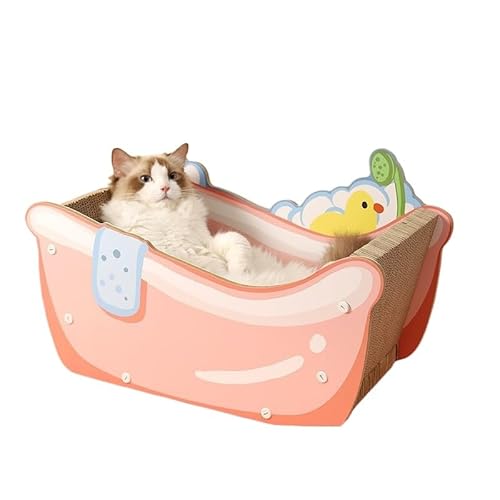 猫 つめとぎ 猫 爪とぎ 猫ハウス猫小屋 ダンボール 爪研ぎ 高密度ダンボール 家具破壊防止 掃除便利 ストレス解消 高密度 段ボール 猫用爪とぎ ペットハウス 通気 爪とぎ兼ベッド 猫箱 ストレス解消 バスタブ型 (b,58*36*35cm)