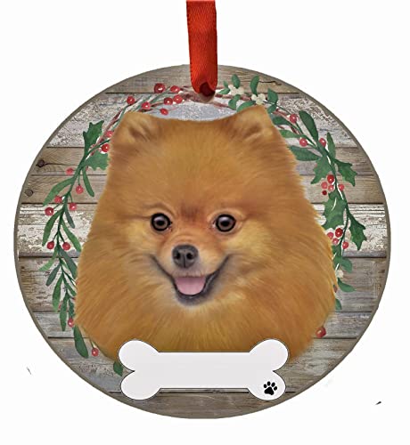 E&S Imports Pomeranian Ornament - E&S Pets - DIY Personalizable - Dog Gifts - Ceramic Round Ornament with Glazed Finish - X-mas Decoration - Christmas Ornaments Craft Gifts - Ornaments for Pet Lovers