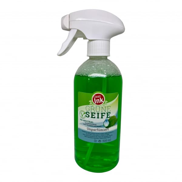 Clean Ink Green Soap to Spray, Vegan, 500 ml Green Soap Liquid Soap for Skin Cleansing During Tattooing, Distributed by Han-Sen GmbH