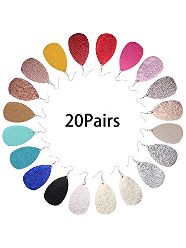 20 Pairs Faux Leather Teardrop Petal Earrings For Ladies Antique Leather Earrings For Women Girls #TOP1