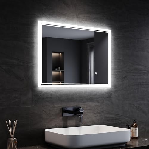 Miniatura 2 de Sonni Espejo De Baño Con Iluminación, 50 X 70 Cm, Espejo De Baño Led Antivaho Con Interruptor Táctil, Interruptor De Pared Ip44
