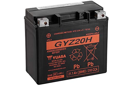 Yuasa GYZ20H Batterie moto sans entretien à forte capacité de charge 20Ah