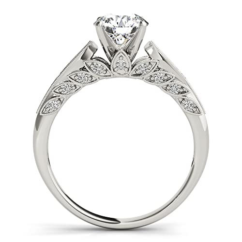 Blocaci Engagement Ring 1.0 CT Center Round Cut Floral Moissanite Engagement Rings for Women 10k 14k 18k White Gold3