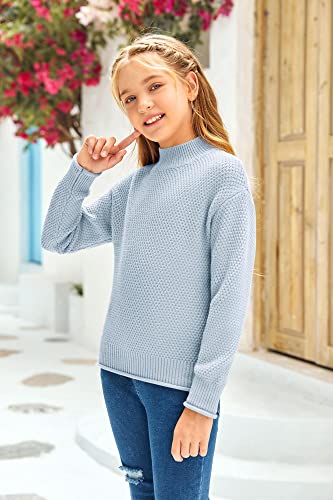 Girl's Long Sleeve Sweater Mock Neck Fall Soft Knit Pullover Jumper Tops4