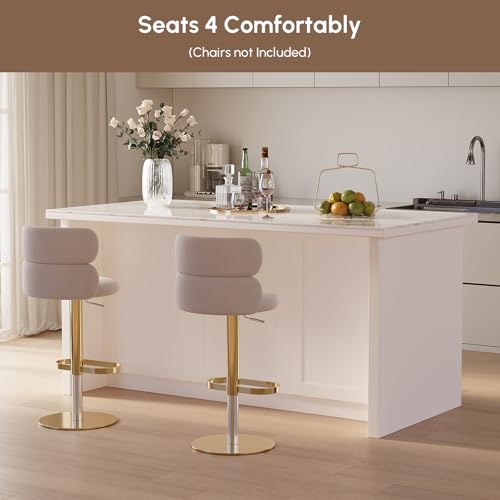homary 71" White Kitchen Island with Storage Large Kitchen Cabinet with Drawers & Sintered Stone Top Island Table for Dining Room