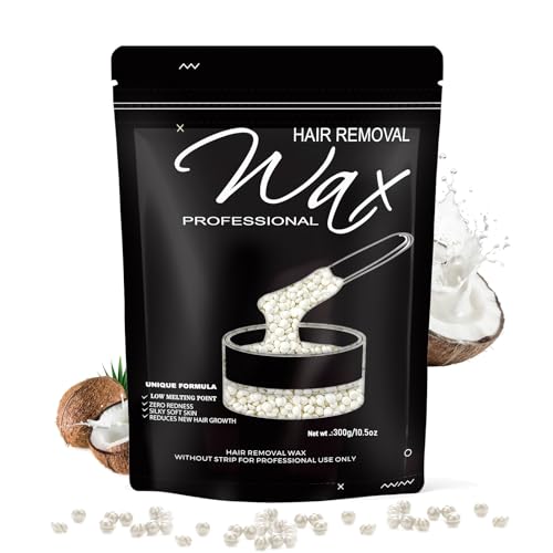 FEAMIRIA 300g Wax Beads - Hard Wax Beads for Brazilian Bikini & Coarse/Stubborn Hair Wax Beads for Hair Removal At-Home Waxing Hard Wax Works on Face Body Legs (Coconut)