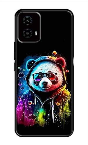 Image of Metal TPU Printed Back Cover for Motorola Moto G34 5G (Multicoloured Panda) 360 Degree Protection | Camera Protection -25092024(AH)