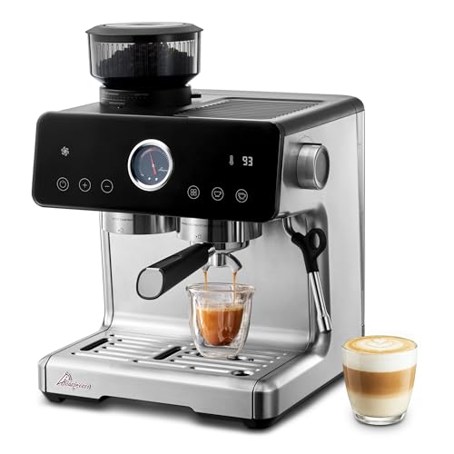 Acaspresso Espresso Machine with Grinder, Auto Distribute & Tamp 15 Bar Semi-Automatic with PID Temperature, Cold Brew Espresso Maker with Milk Frother, 58mm Portafilter for Beginners, Stainless Steel