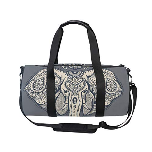 Sports Gym Duffle Bag Bohemian Style Elephant Travel Luggage for Men Women