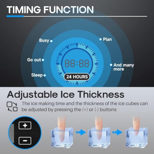 Image of ICEPURE 15 inch Under Counter Ice Maker, Built-in /Commercial Ice Machine | with Drain Pump, 90 Lbs /24H, Auto-Cleaning, 24H Timer, 26Lbs Storage, Stainless Steel, Perfect for Commercial & Home