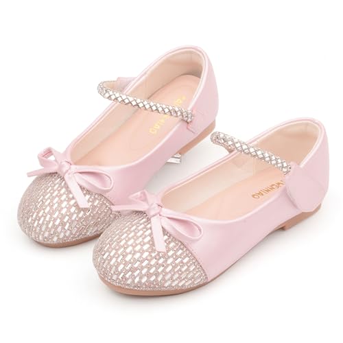 Girls Dress Shoes Mary Jane Flower Girl Low Heels Princess Shoes for Wedding Party 80072