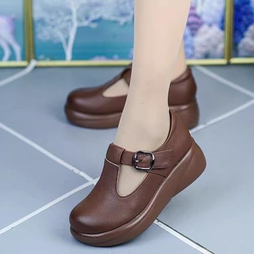 Thick Soled Mary Jane PU Leather Ankle Strap High Heels Women's Business Shoes4