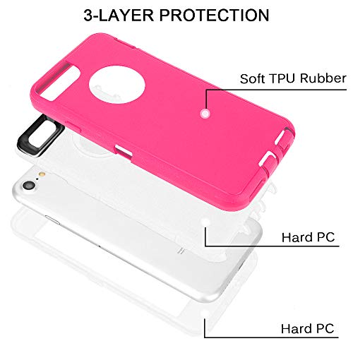 Maxcury For Iphone 6 Plus Case, Iphone 6S Plus Case For Girls, Heavy Duty Shockproof Case For Women, Built-In Screen Protector Protective Phone Cover For 6 Plus/6S Plus (Rose/White) #TOP1