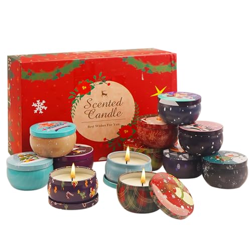 FALSKT 12Pack Christmas Scented Candles Gifts for Women Christmas Candles 2.5Oz Soy Wax Candle Aromatherapy Candle Gift Set Stress Relief Birthday Christmas Gifts for Mom Wife Grandma Girlfriend