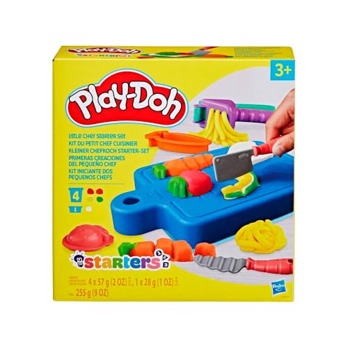 Play-Doh Conjunto de massinha Little Chef com 14 acessórios de cozinha de brinquedo e 5 potes de massa de modelar, presente para crianças acima de 3 anos
