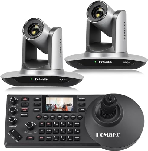 Image of FoMaKo NDI Camera 30x Optical Zoom Support NDI 6 & NDI HX3 AI Auto-Tracking Gen 3 HDMI PTZ Camera(2pcs) + PoE PTZ Controller (NDI PTZ Bundle FMK30UH NDI x2 +KC608) BN502