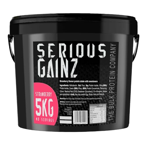 The Bulk Protein Company, SERIOUS GAINZ - Whey Protein Powder - Weight Gain, Mass Gainer - 30g Protein Powders (Strawberry, 5kg)