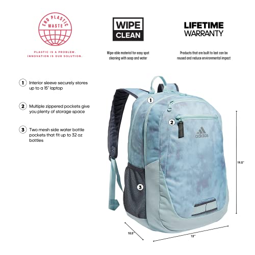 Adidas Foundation 6 Backpack, Stone Wash Almost Blue-Grey Two/Almost Blue/Silver Metallic, One Size #TOP1