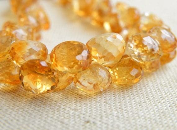Citrine briolette facettée LKBEADS 8.5mm idée cadeau création anniversaire