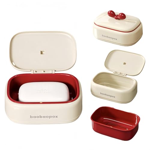 1er Pack Boîte à savon, Blanc ivoire avec ruban, Boîte à savon hydrophile, Conteneur à savon avec égouttage, pour voyage, camping, maison, douche, salle...