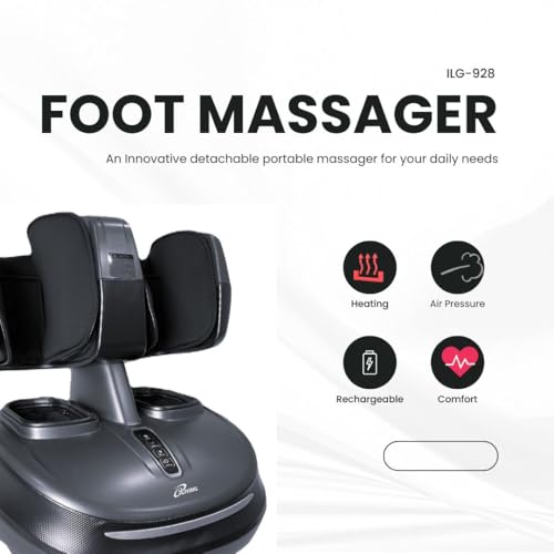 Masajeador de pies multifuncional iLiving ILG-928 con calor, shiatsu y compresión de aire – Amasado profundo y ajuste personalizado para alivio del dolor y relajación miniatura 3