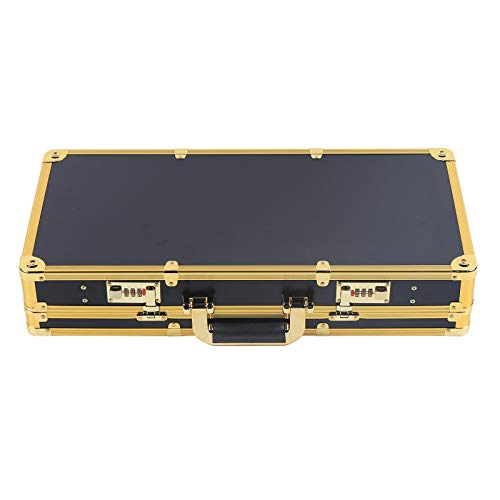 Barber Tool Travel Case Hairdresser Salon Clipper Trimmer Holder Organizer Box Tool Case with Lock, Hair Styling Cutting Kit for Clipper Shears Combs Cosmetics Salon Beauty Supplies Gold