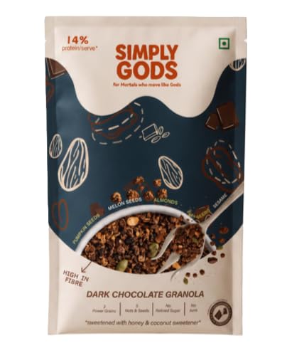 SIMPLYGODS Dark Chocolate Breakfast Granola| Muesli|14% Protein, High Fiber | Oats| Millets| Nuts & Seeds| 50gm Pack of 4-picture-31