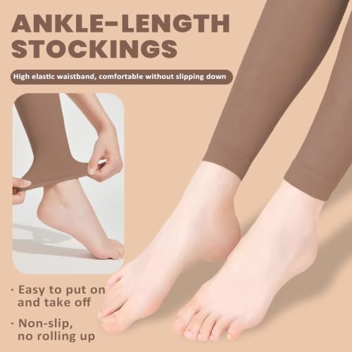 Image of X-CHENG Women Fleece Lined Tights Fake Translucent Sheer Thermal Tights | Winter High Waist Warm Pantyhose Leggings Sheer Thick Elastic Tights for Women