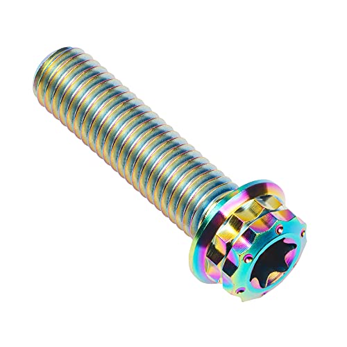 Image of Titanium Flange 12 Point Head M8 x15 20 25 30 35 40 45 50 55 60 65mm Screw Bolt Pack of 4 (M8x30mm, Rainbow)