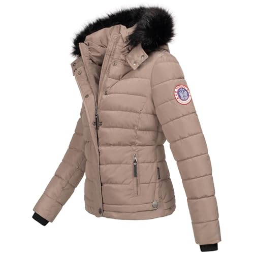 Navahoo warme Damen Winter Jacke Parka Mantel Stepp Kurzjacke gefüttert B301 [B301-Taupe-Grey-Gr.L]