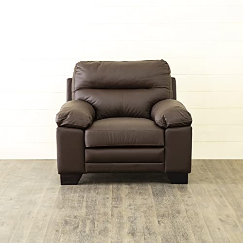 Image of Home Centre Whinchister Brown Solid Faux Leather 1-Seater Sofa - 104cm