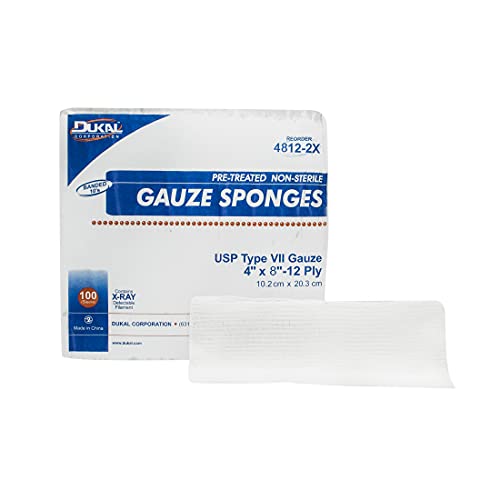 Dukal 4812-2X esponja de gasa tipo VII, no estéril, detecta rayos X, premium 12 capas, 8" x 4", paquete de 2000 miniatura 1